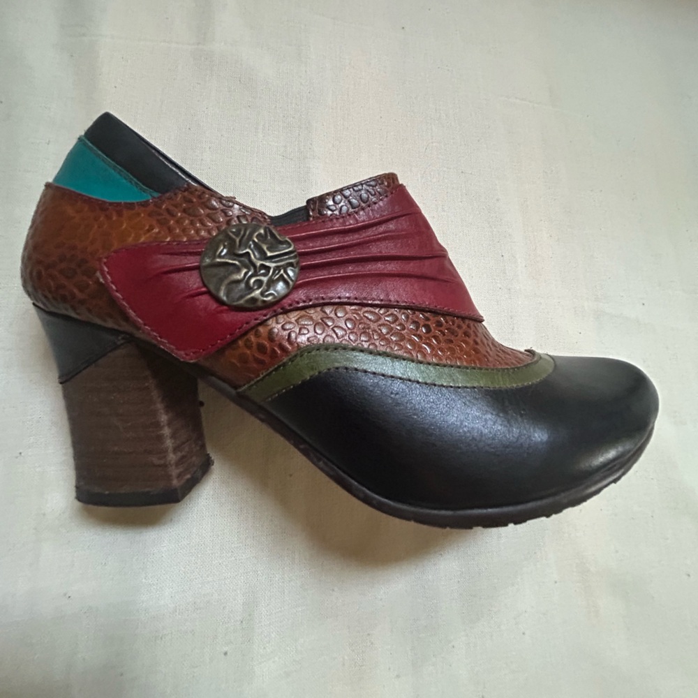 L’ARTISTE SPRING STEP FIA BROWN COLORBLOCK BOOTIE EU 37/US 6.5-7